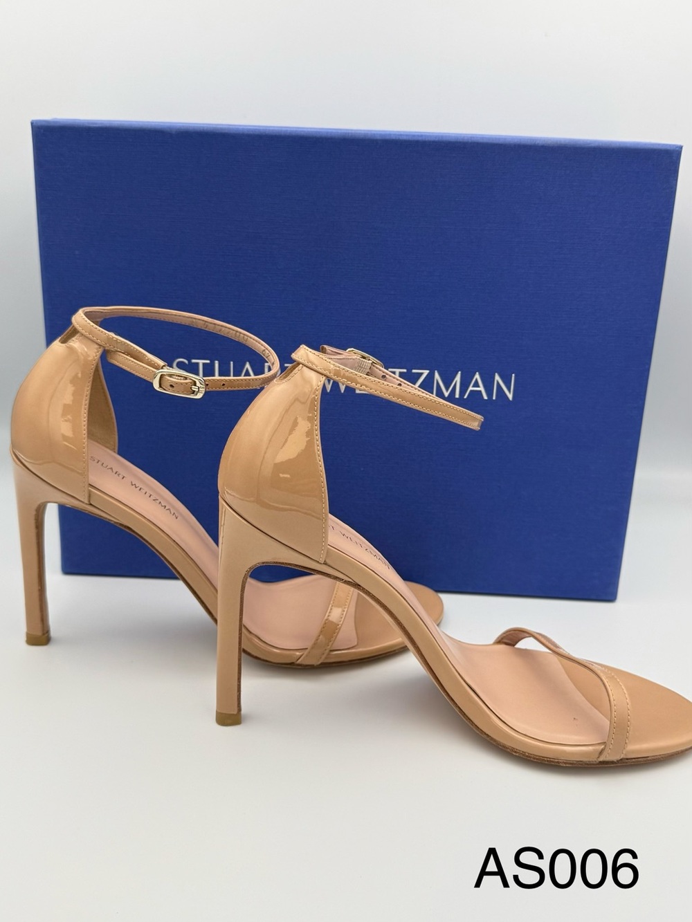 Stuart Weitzman NudistSong Adobe Patent Sandals Heels 6.5